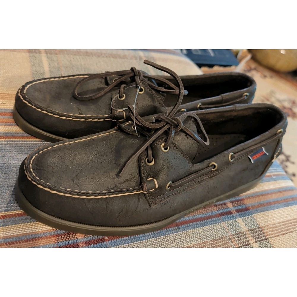 Sebago Docksides Boat Shoes Mens 12 Dark Brown Leather Casual Lace Up Comfort